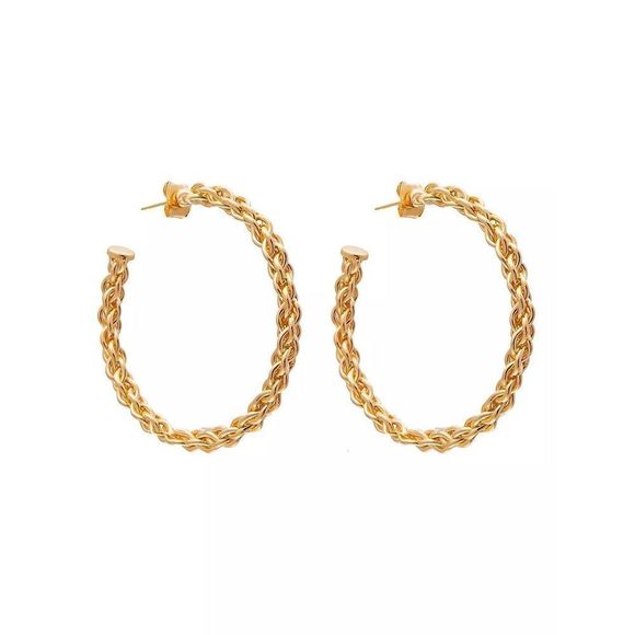 Sylvia Toledano Flow 22K Gold-Plated Woven Chain Hoop Earrings - Picture 2 of 8